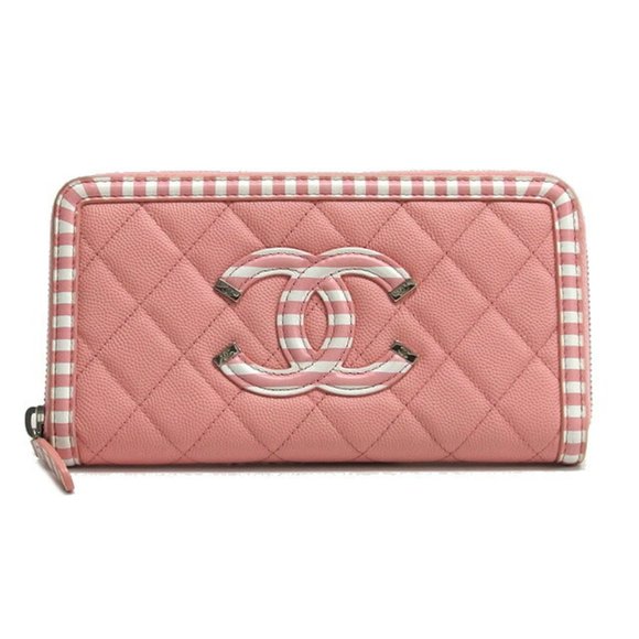 Chanel CC Filigree Caviar Leather Matelasse Round Long Wallet - Picture 1 of 10